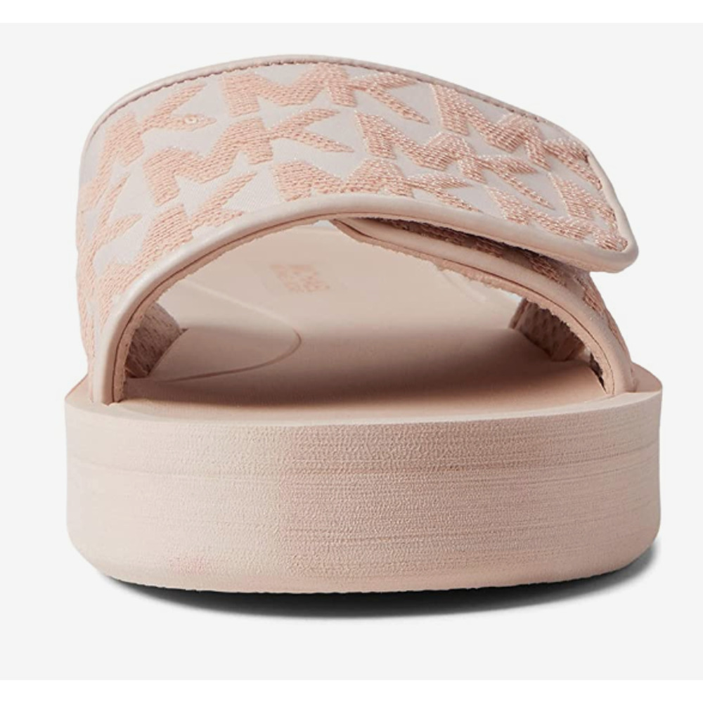 Michael Kors Signature Slides Flat Wedges Sandals Dusty Rose Soft Pink Size 9 - Picture 2 of 6
